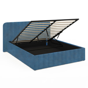 Lit coffre Valentina 140x190cm velours bleu