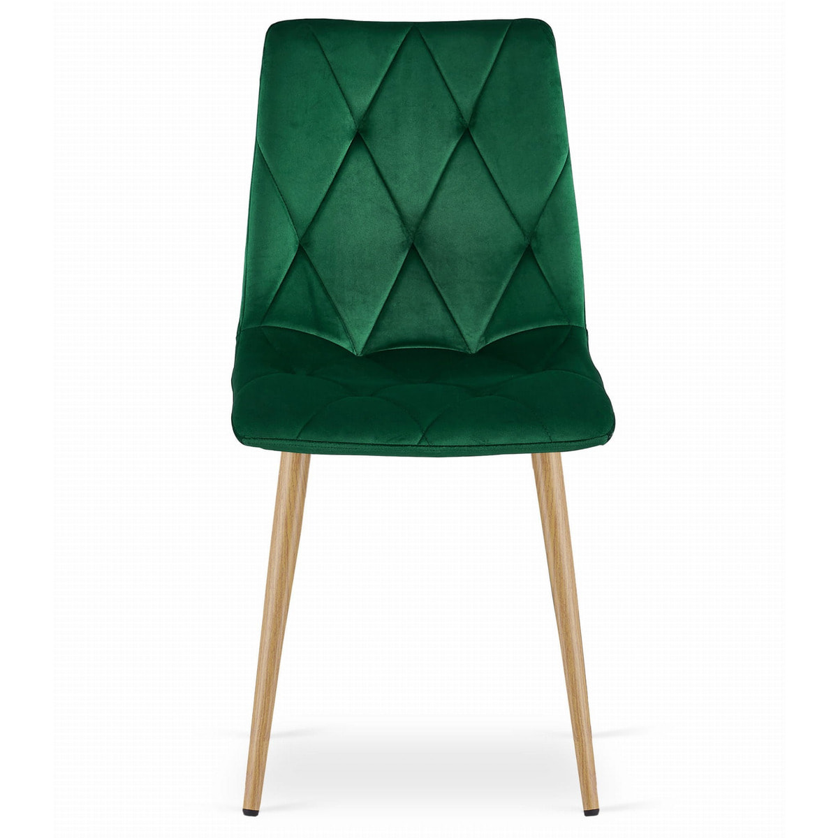 Set di 4 sedie Libra in velluto verde bosco e metallo effetto legno