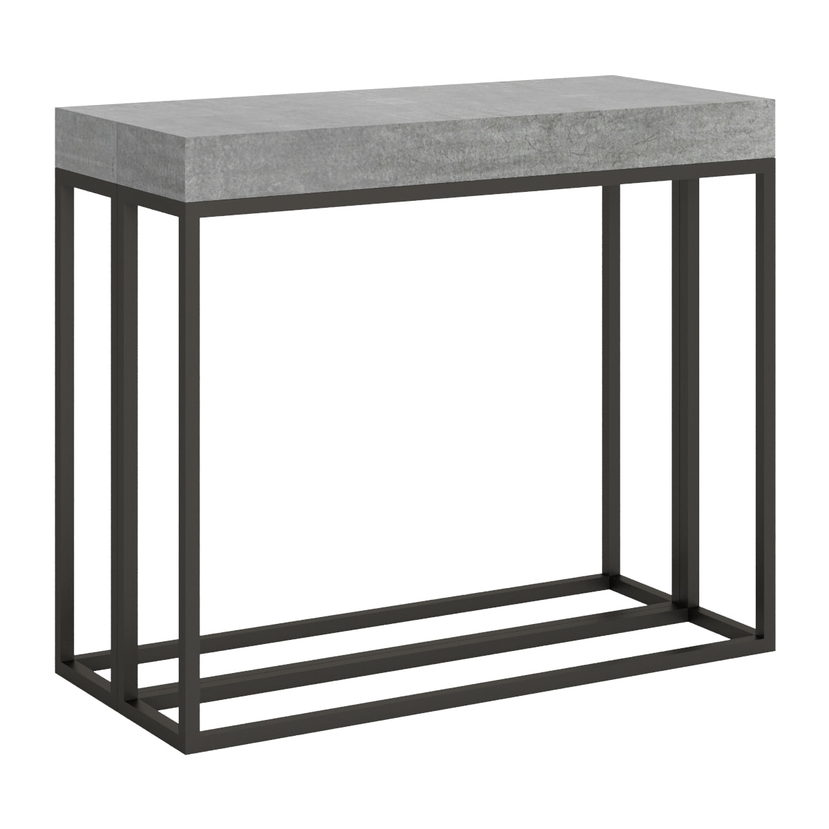 Console extensible 90x40/196 cm Epoca Small Gris Béton cadre Anthracite