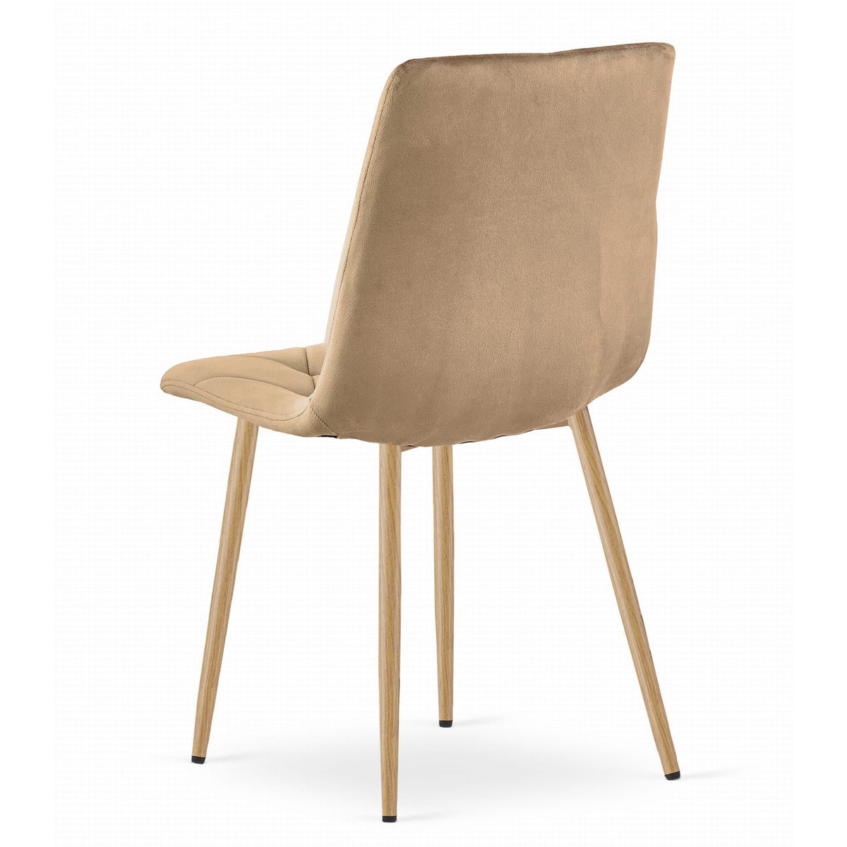 Sedia Libra in velluto marrone con gambe effetto legno