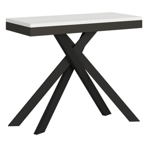 Console extensible 90x40/196 cm Krack Small Evolution frêne blanc cadre anthracite