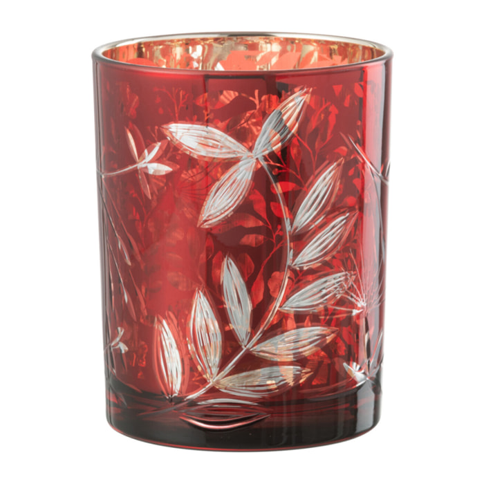 J-Line photophore Feuilles - verre - rouge/or - medium