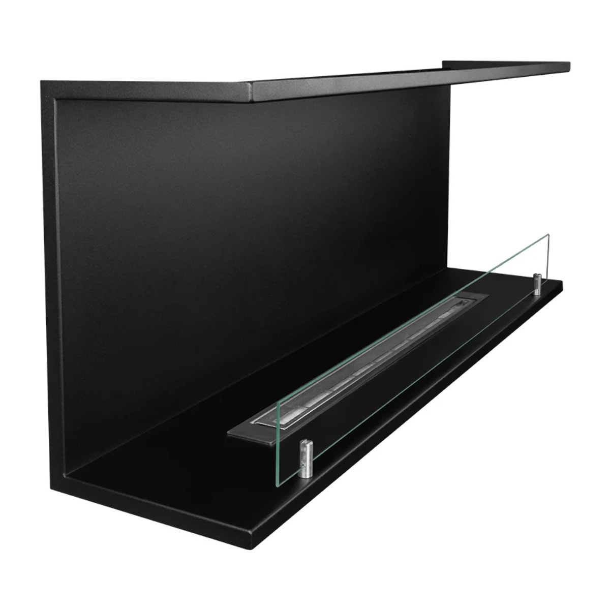 Trevi 120 - Camino a Bioetanolo da Incasso Trifacciale 120x45x24,5 cm con Bruciatore 1,25lt in Acciaio