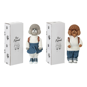 J-Line figurine Caniche Manteau + Sac - polyrésine - mix - large - 2 pièces
