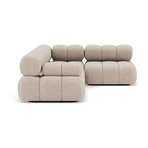 Ruby - canapé modulable d'angle droit 5 places en velours texturé - Beige