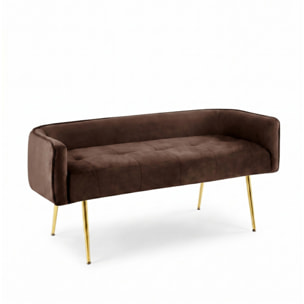 Divanetto Imbottito in Effetto Velluto con Braccioli e Gambe in Acciaio, Seduta Elegante dal Design Moderno per Camera da Letto, Ingresso, Soggiorno e Studio