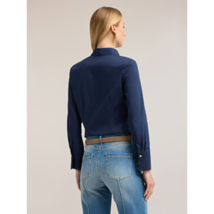 Motivi - Camicia in popeline con bottoni nascosti - Blu