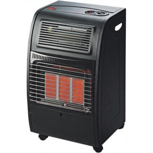 Stufa Catalitica a Gas GPL 4200 W Con Infrarossi Ventilata Turbo 1500 W Ambienti Fino A 80 m² 3 Livelli di Potenza con Antiribaltamento Con Ruote Nero