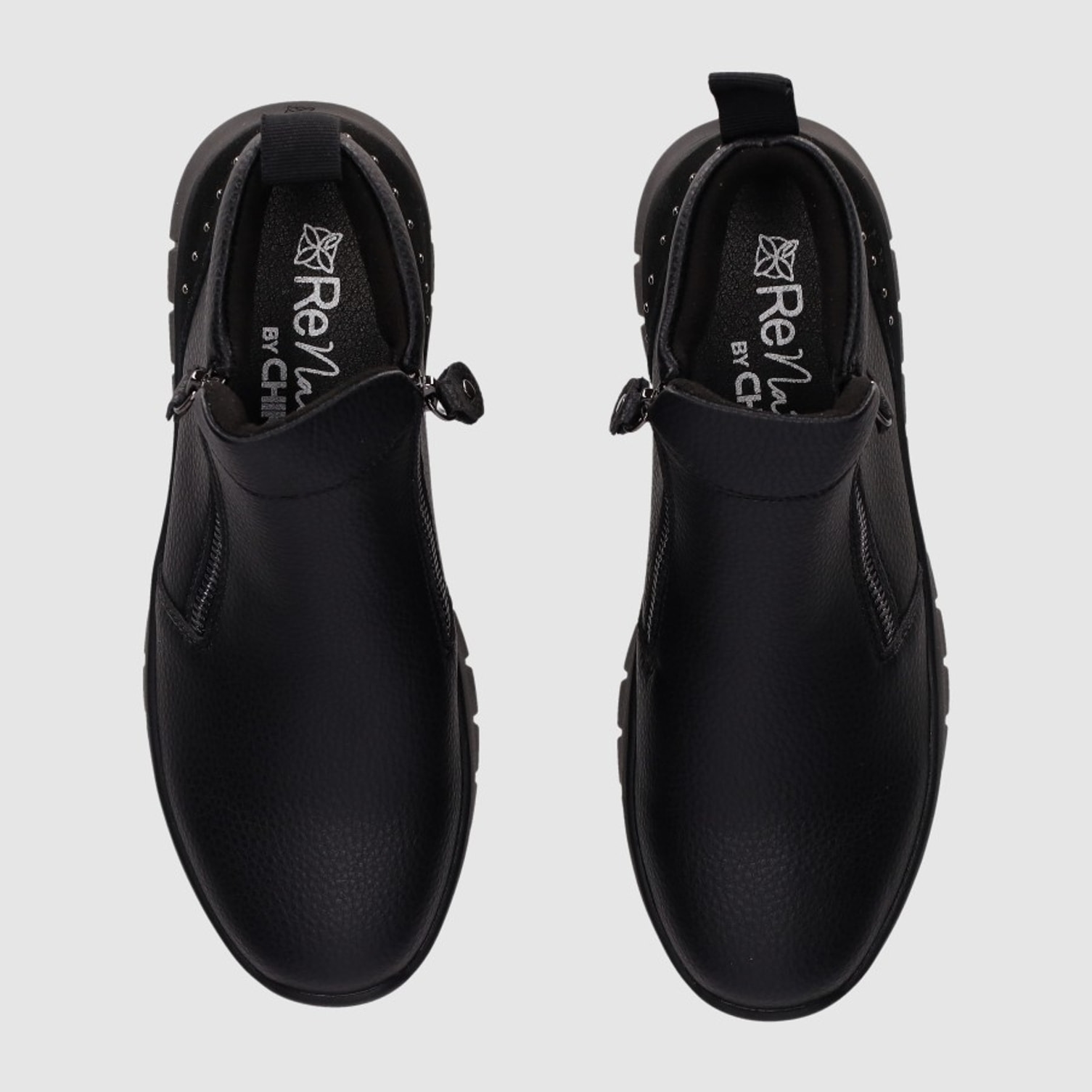 Botines de Piel - Negro - Tacón: Bajo