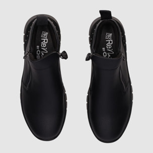 Botines de Piel - Negro - Tacón: Bajo