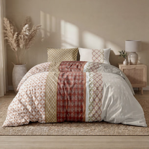 Parure housse de couette 240x220 cm imprimée orientale + 2 taies 100% Coton - RIADI
