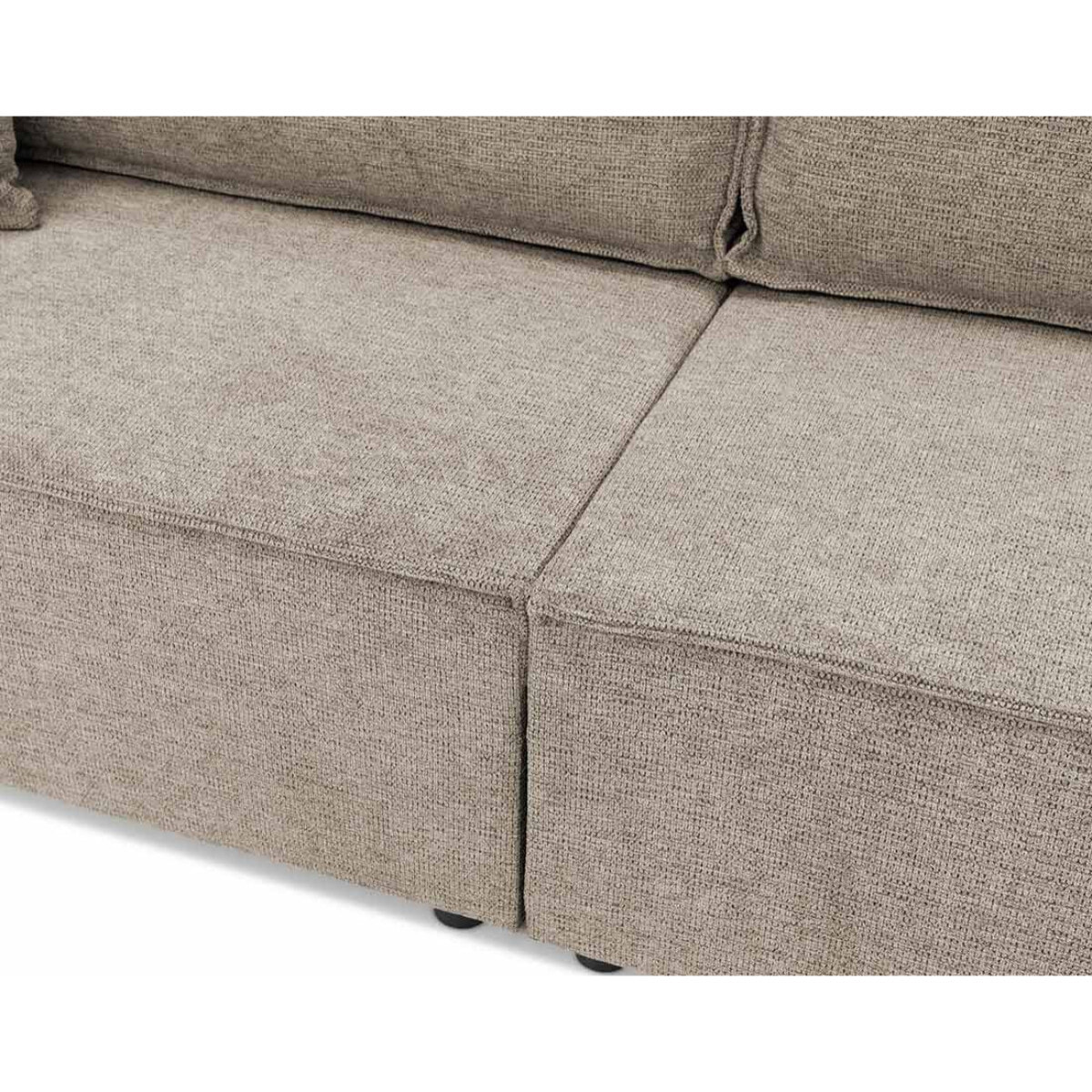 Cezanne - Canapé droit 3 places convertible avec coffre en tissu texturé - Gris clair