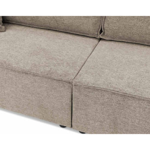 Cezanne - Canapé droit 3 places convertible avec coffre en tissu texturé - Gris clair