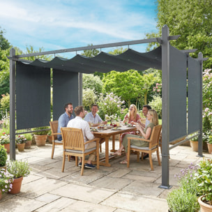 Pergola design 3x4m toile intégrale ajustable UV50+ alu acier anthracite