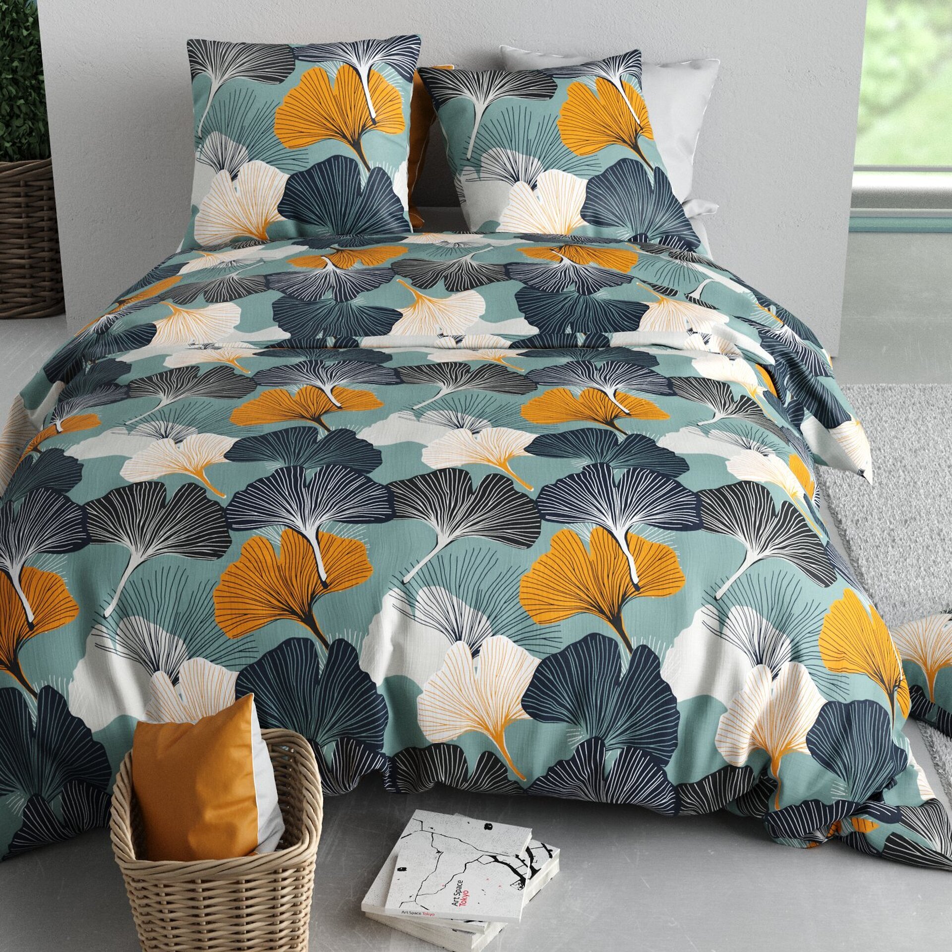 Parure housse de couette 100% coton 57fils + 2 taies