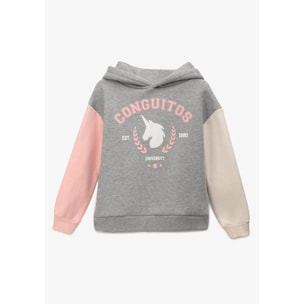 Sudadera con capucha Unicorn University gris de niña