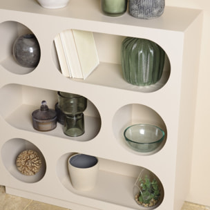 AGATHE - Buffet 70x23cm 6 niches en bois peint beige