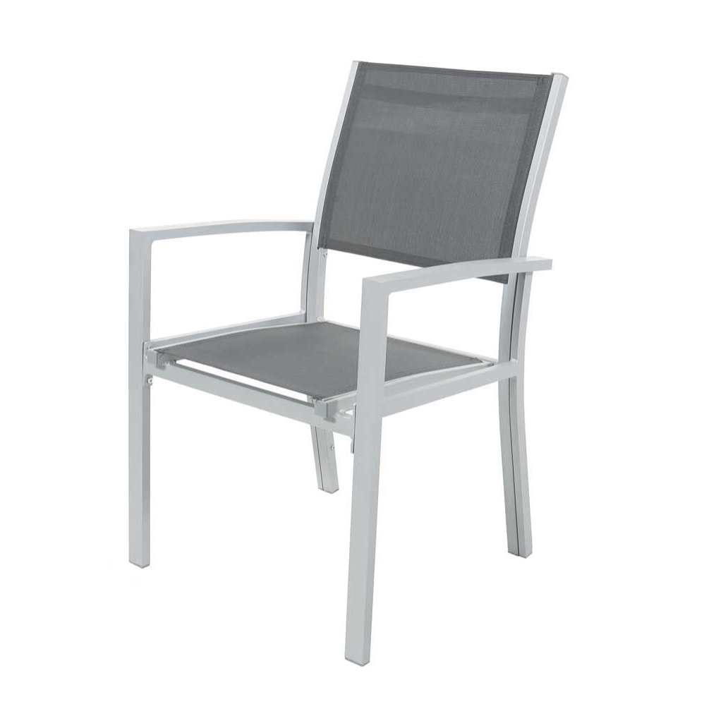 Fauteuil jardin Alu/Textilène "Tropic" - Phoenix - Gris foncé - Lot de 2