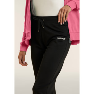 Tuta con zip e cappuccio, inserti a contrasto e dettagli logo