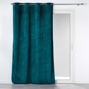 Rideau à œillets casual sauge velours côtelé uni - Bleu Pétrole