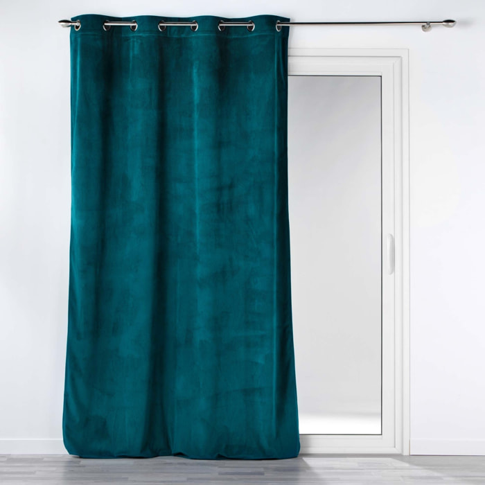 Rideau à œillets casual sauge velours côtelé uni - Bleu Pétrole