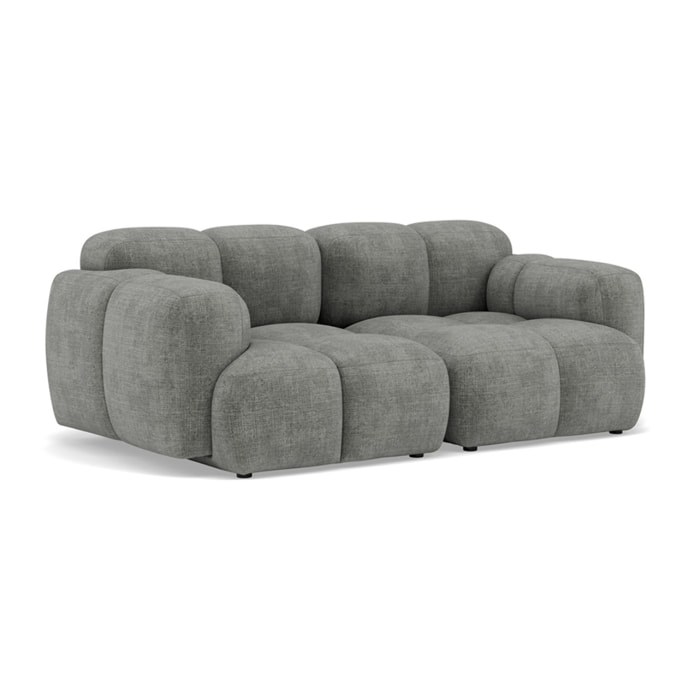 Grace - canapé modulable 2 places en velours texturé - Gris