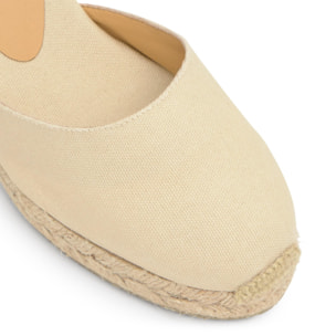 Alpargata de cuña 6 cm en lona de algodón con talonera trenzada y pulsera al tobillo