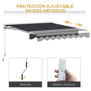 Toldo Eléctrico Retráctil y Manual con Mando a Distancia 2,5x2 m Toldo de Exterior Terraza Enrollable con Manivela y Marco de Aluminio para Jardín Puerta Ventana Gris