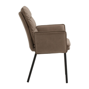 Set di 2 sedie MALIBÙ in similpelle marrone e gambe in metallo nero, con braccioli