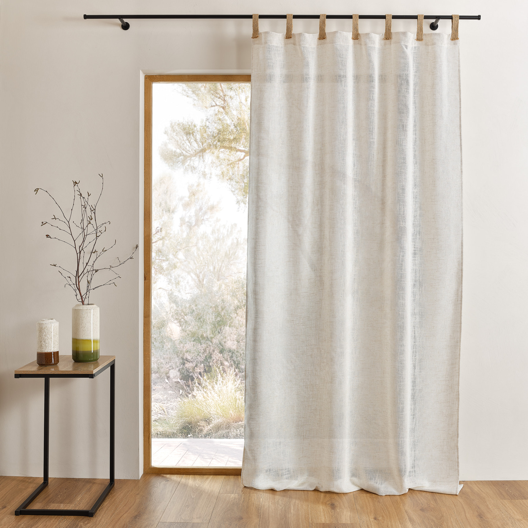 Rideau en tissu polylin à pattes en jute - Lin