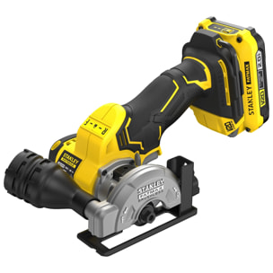 STANLEY FATMAX V20 Mini-Scie Circulaire 75 mm Brushless 18V + 2 Batteries 2Ah SFMCM300D2-QW