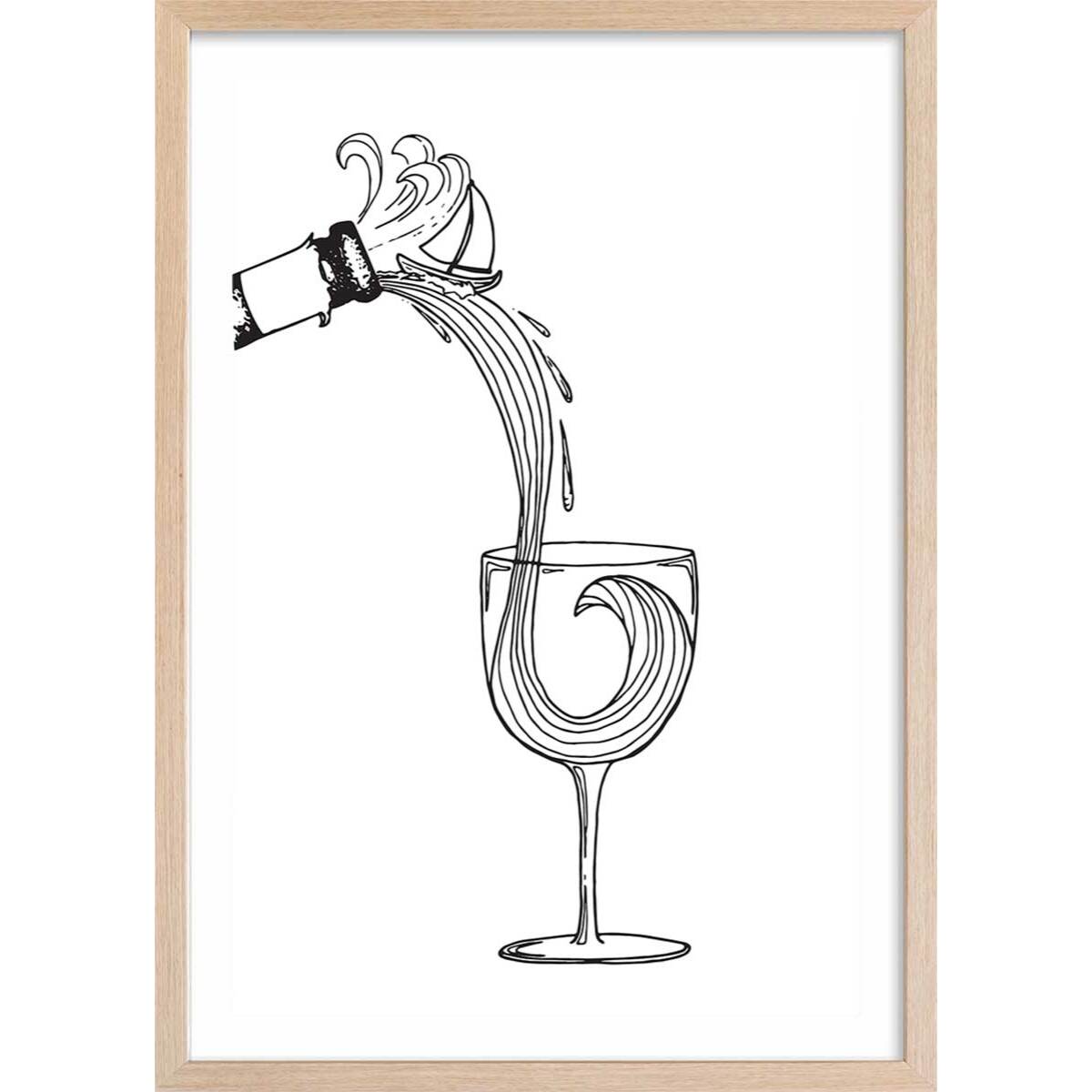 Poster vin des landes Affiche + cadre en bois - Chêne