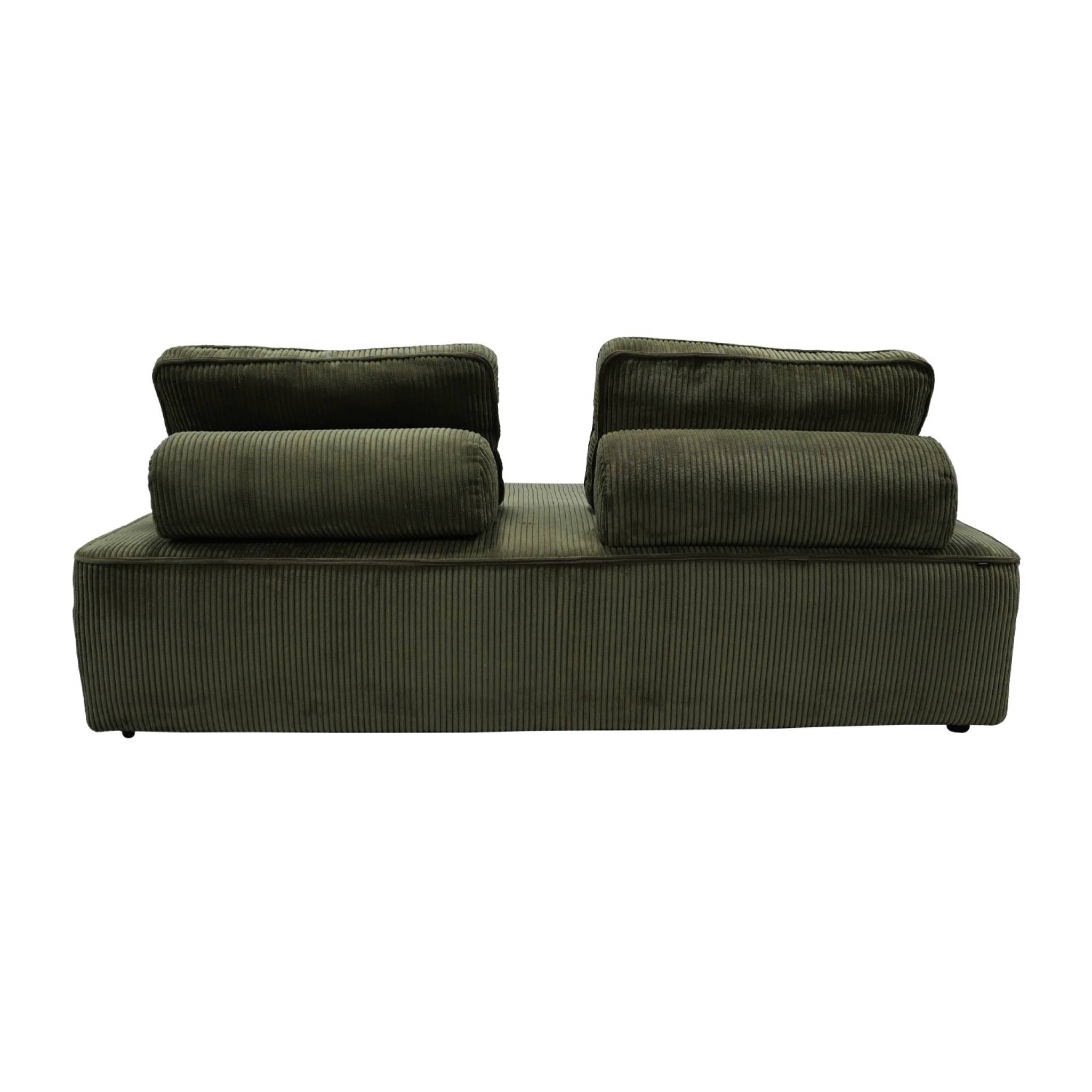 Lot de 2 chauffeuses LAO 2 places pour canapé modulable velours côtelé vert foncé. L 180 x P 90 x H 78cm