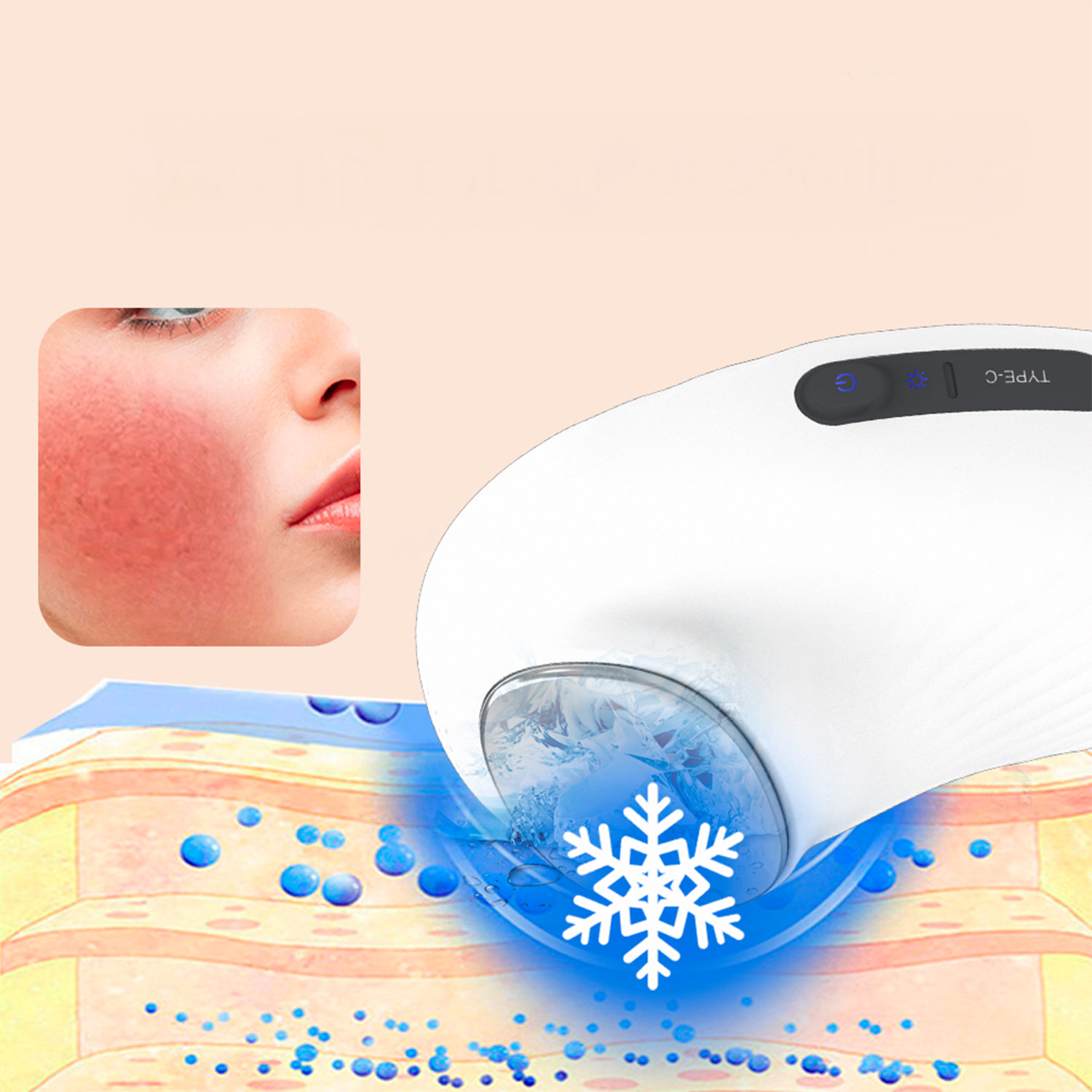 Dispositivo de terapia 3 en 1: calor, frío y vibración para cuidar, relajar y revitalizar tu piel.