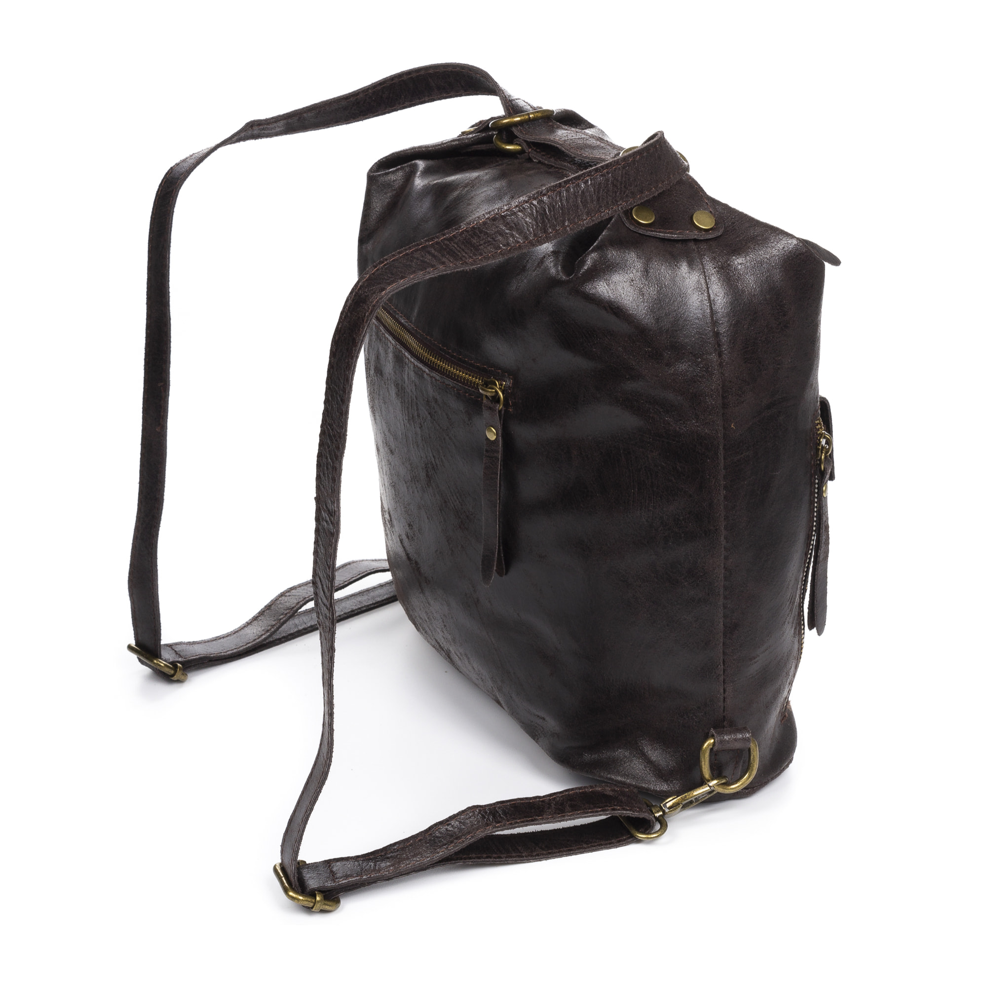 Irene Bolso de Hombro Mochila Mujer.Piel auténtica Gamuza Lavado a la Piedra