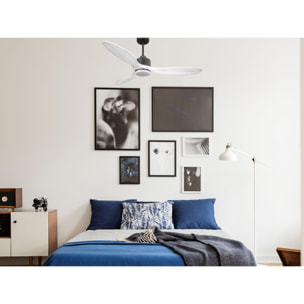 Ventilador de techo Modo Invierno/Verano Termostato Dimable Wifi Motor DC Techos Inclinados Mando a Distancia Luz tres tonos Hypersilence Memoria Vendible Shopify (AUTOMATICO) SantoriniD132C03LED65262 PURLINE