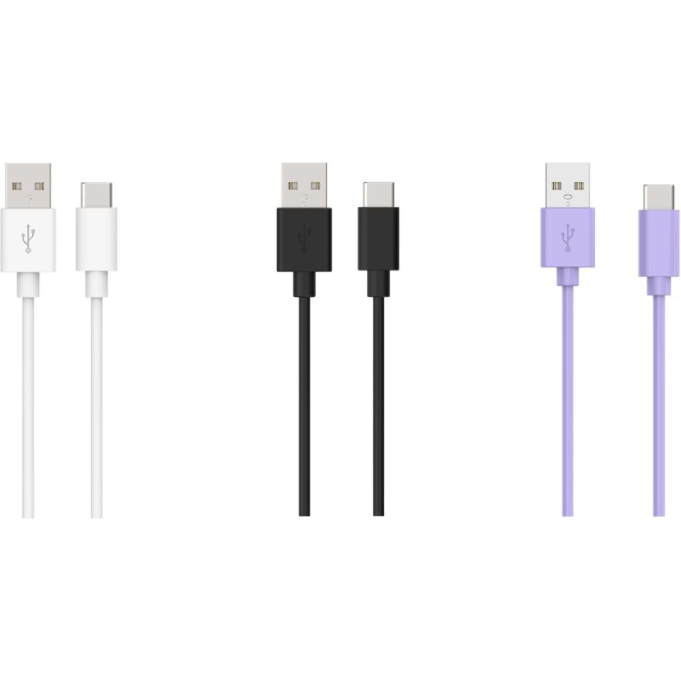 Câble USB C ESSENTIELB pack 3 câbles USB 1M Blanc/Noir/Mauve