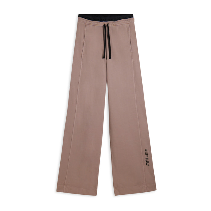 Pantaloni wide leg in felpa con stampa Flow