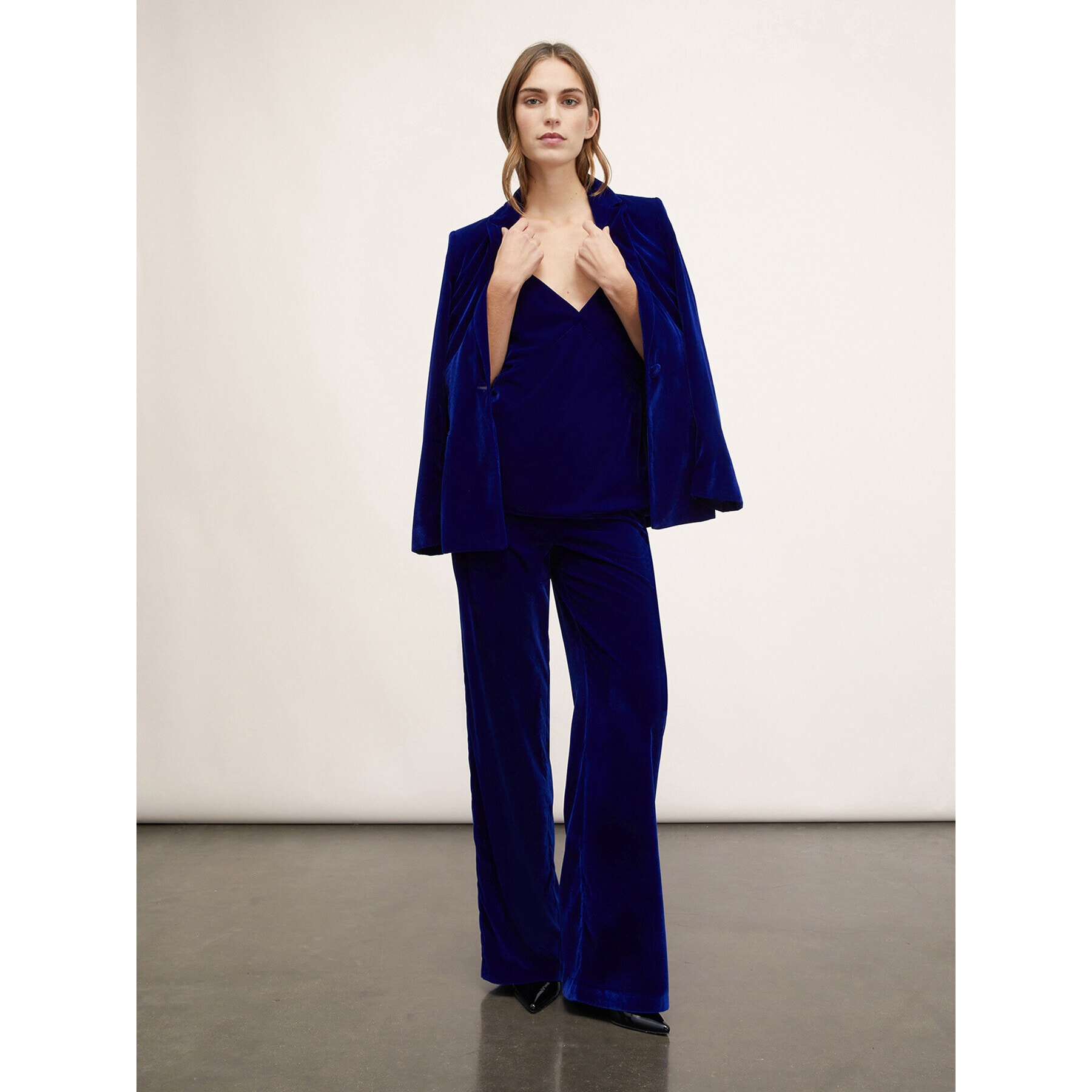 Motivi - Top lingerie in velluto liscio e pizzo - Bluette