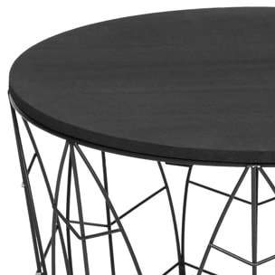 Table d'appoint "Kumi" feuille noire D40 cm