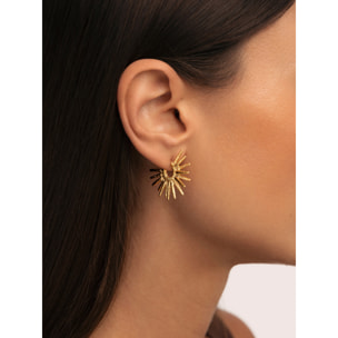 Pendientes Aro Solstice Beam Acero Baño Oro