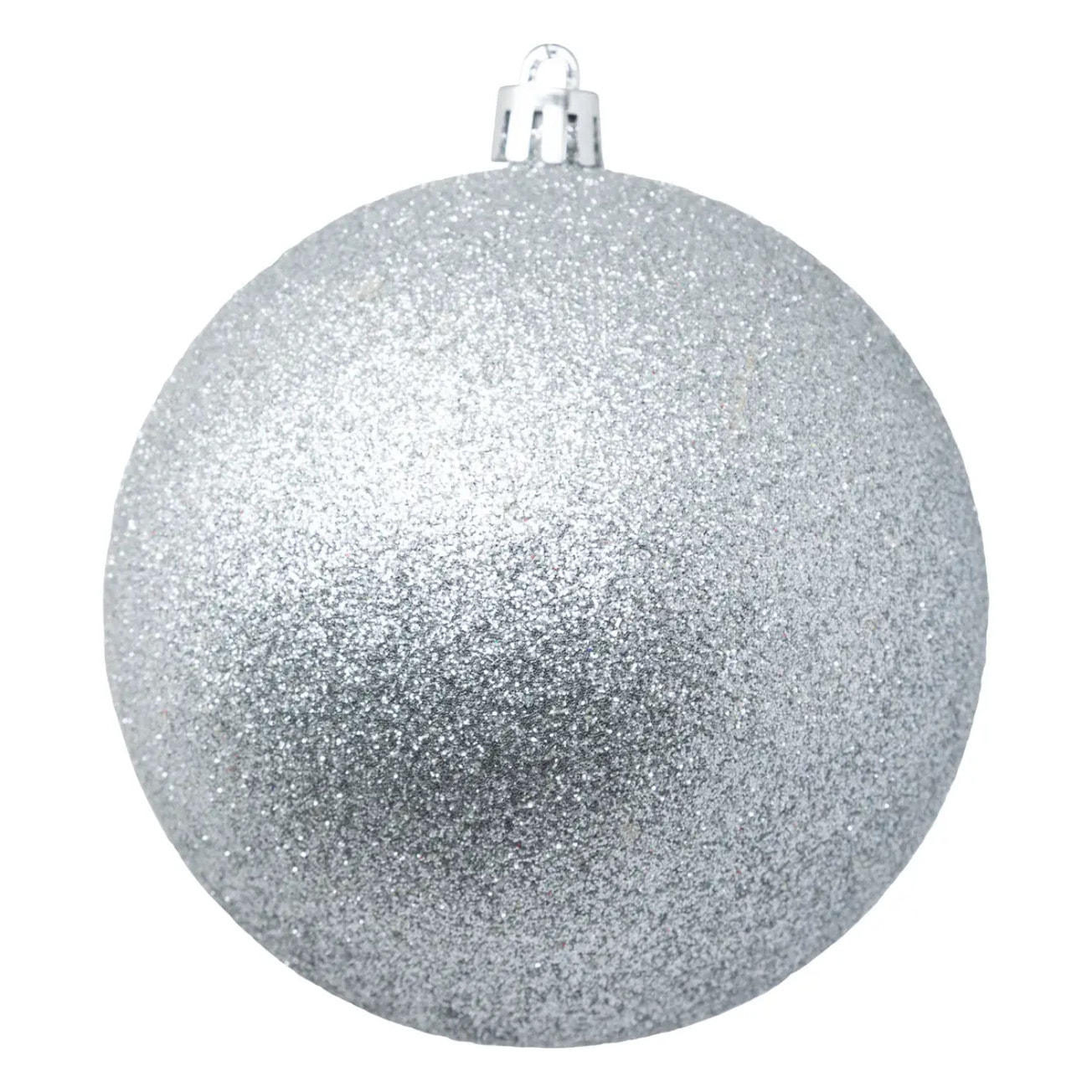 Boule de Noël plastique 100mm x6 argent et blanc