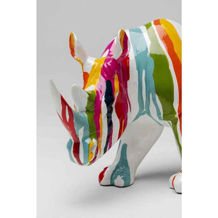 Déco rhino blanc coulées de peinture Kare Design