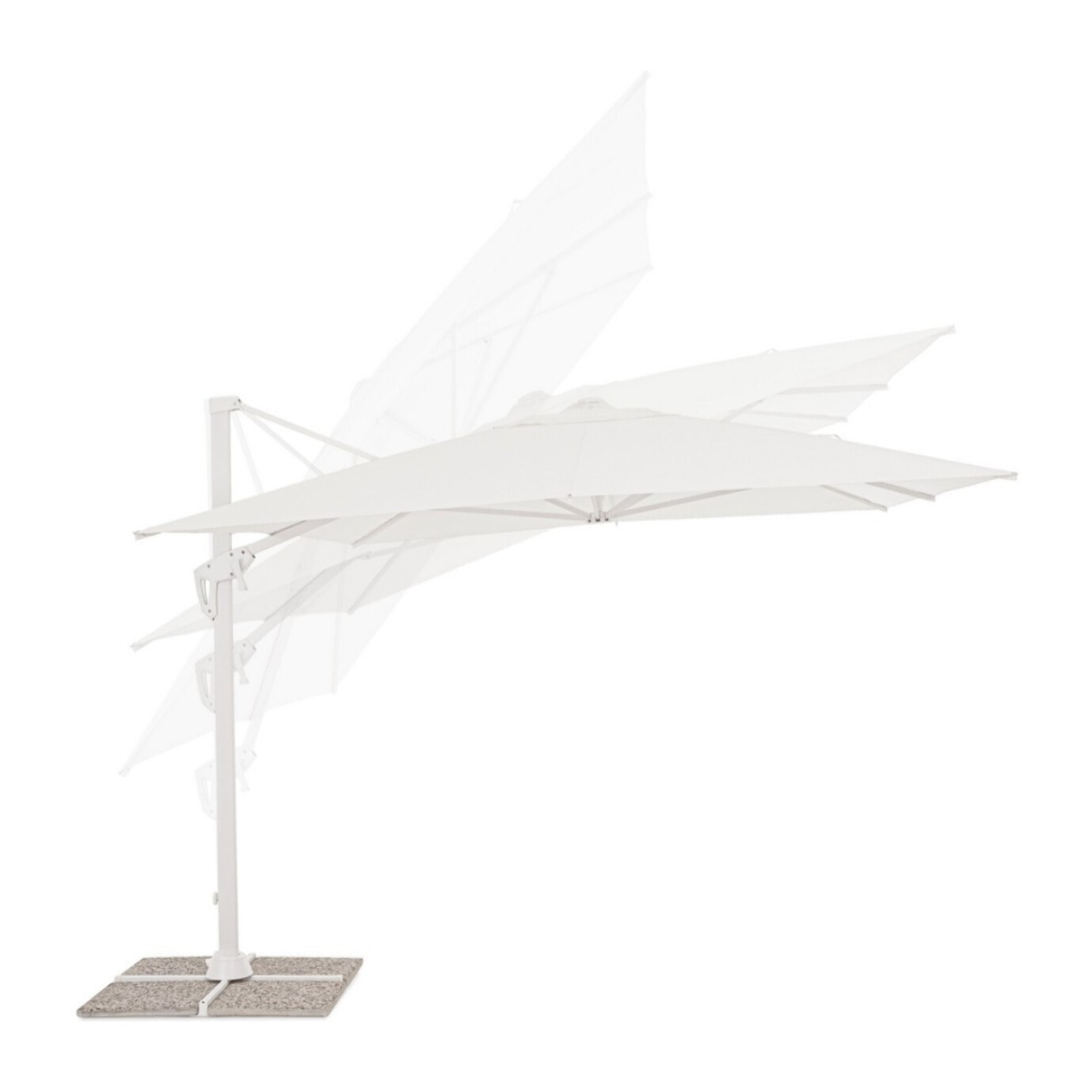 Ombrellone a sospensione VEGA con palo in alluminio e telo bianco 3x4