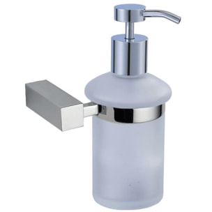 Multi distributeur de savon 200 ml en verre dépoli, chrome (ELE99)