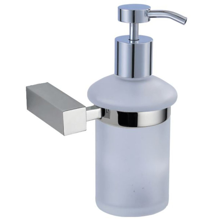 Multi distributeur de savon 200 ml en verre dépoli, chrome (ELE99)