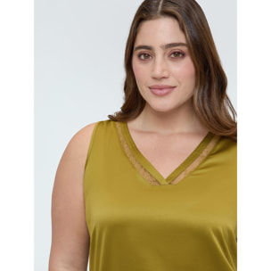 Fiorella Rubino - Top con scollo V e dettaglio in pizzo - Verde chiaro