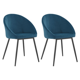 Lot de 2 chaises vintage DIANE velours bleu