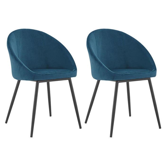 Lot de 2 chaises vintage DIANE velours bleu