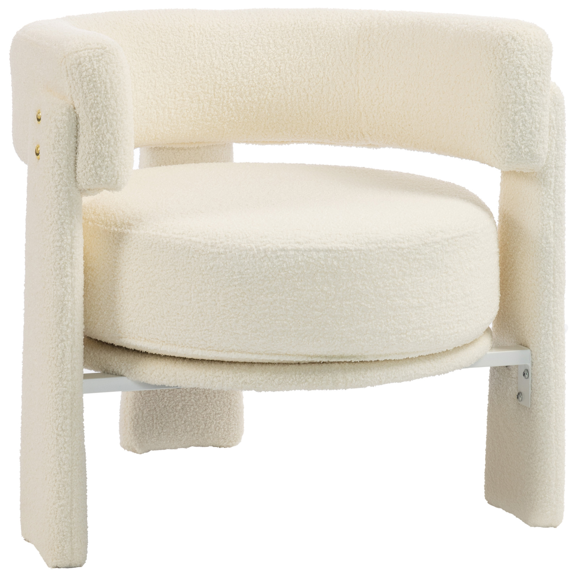 HOMCOM Butaca de Salón, Tapizado en Borreguito, Sillón de Salón, con Cojín Lumbar, Asiento Profundo, Acolchado Grueso y Reposabrazos Integrados, para Dormitorio, Lectura, Blanco Crema